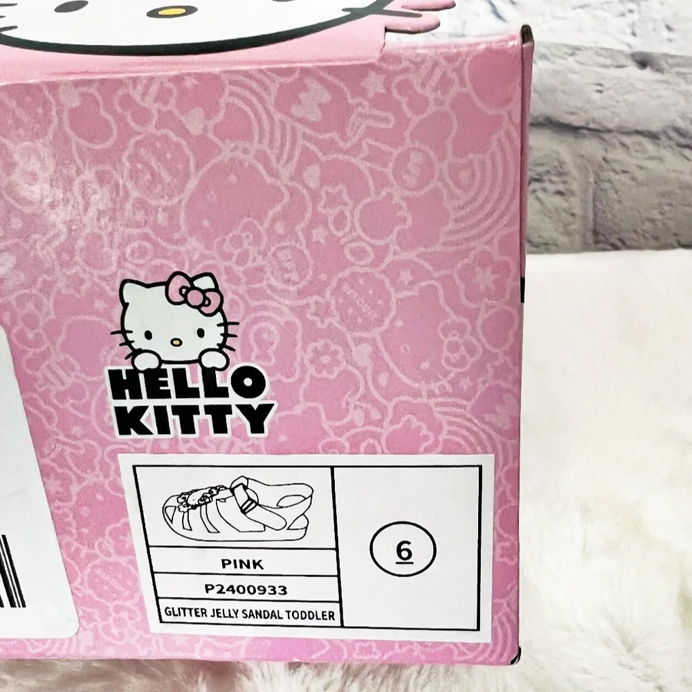 HELLO KITTY Glitter Pink 80s Jelly Sandals New Box Included! Size 6 Toddler Girl